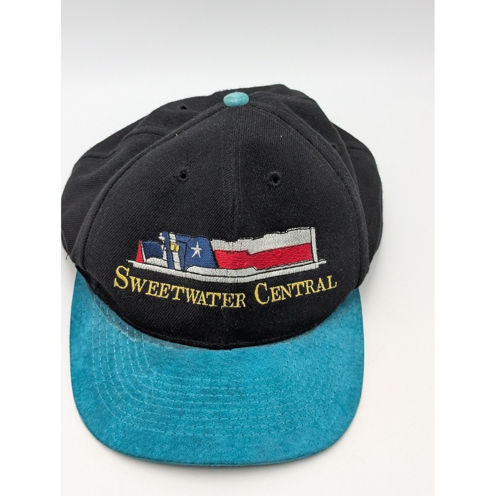 Otto Cap Snapback Hat Mens OSFM Black Teal Sweetwater Central BNSF Texas Railway